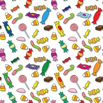 Seamless pattern with colorful vector candy illustration Stock Illustration