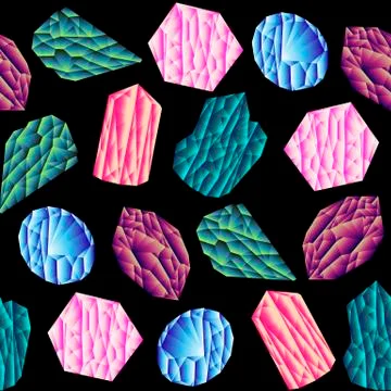 Seamless pattern with colorful vector crystals Stock Illustration