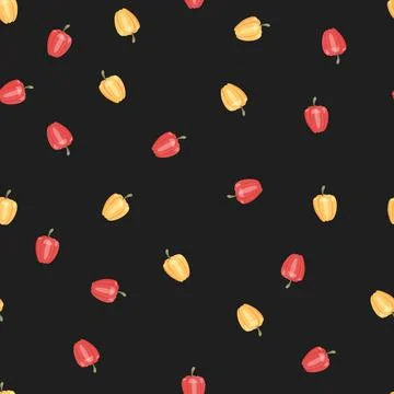 Seamless pattern with colorful vegetables. Hand drawn vector illustration Stock Illustration