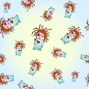 Seamless pattern with colorful voodoo dolls vector illustration. Stock Illustration