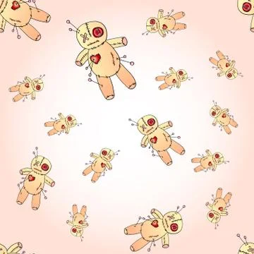 Seamless pattern with colorful voodoo dolls vector illustration. Stock Illustration