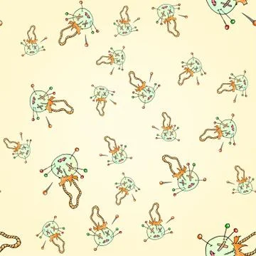 Seamless pattern with colorful voodoo dolls vector illustration. Stock Illustration