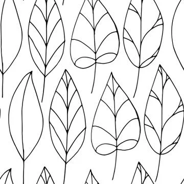 Seamless pattern with colorless leaves on white Stock Illustration