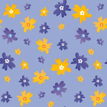 Seamless pattern of colourful bright wild flowers Stock Illustration