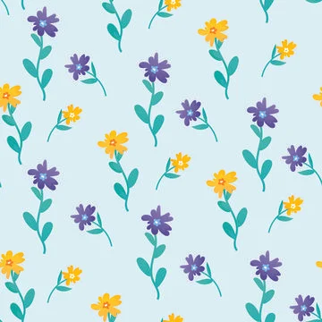 Seamless pattern of colourful bright wild flowers Stock Illustration