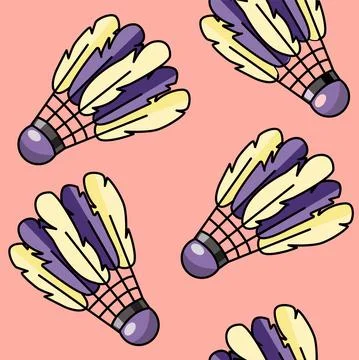 Seamless pattern with colourful shuttlecocks. Badminton vector Stock Illustration