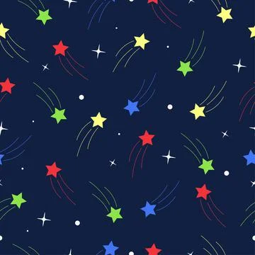 Seamless pattern of colourful stars on space Stock Illustration