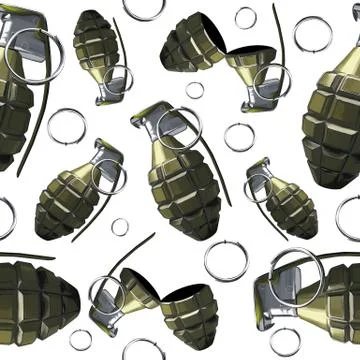 Seamless pattern. Combat grenade. War and Peace. Army. Ammunition. 스톡 일러스트