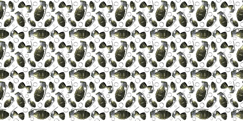 Seamless pattern. Combat grenade. War and Peace. Army. Ammunition. 스톡 일러스트