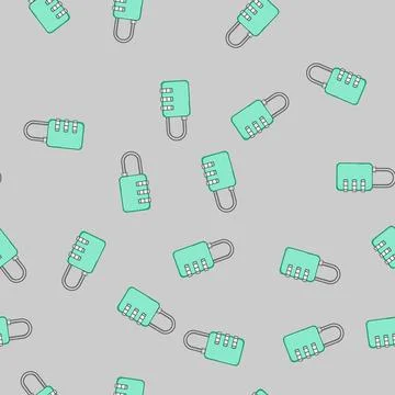 Seamless pattern combination luggage lock cartoon vector Stockillustratie