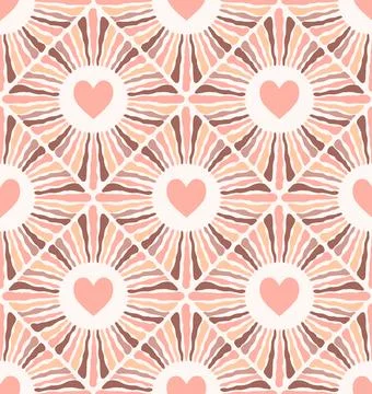 Seamless pattern combines bohemian aesthetics with a romantic touch, featur.. Stock Illustration