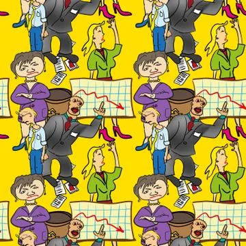 Seamless pattern of comedic business Stock Illustration