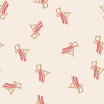 Seamless pattern comfort deck chair cartoon vector 库存插图