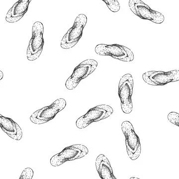 Seamless pattern comfort flip flops sketch hand drawn Stock Illustration
