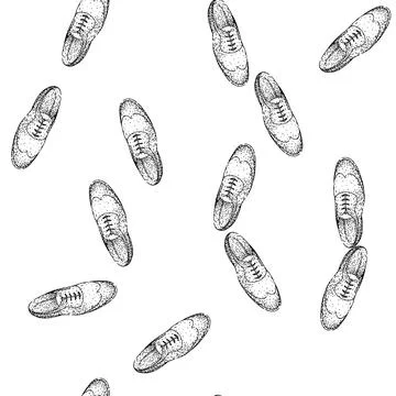 Seamless pattern comfort shoe leather sketch hand drawn Stock Illustration