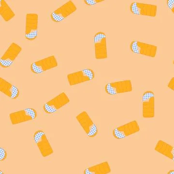 Seamless pattern comfortable sleeping bag cartoon vector Stock Illustration
