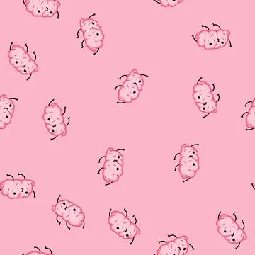 Seamless pattern comic brain character cartoon vector Illustrazione stock