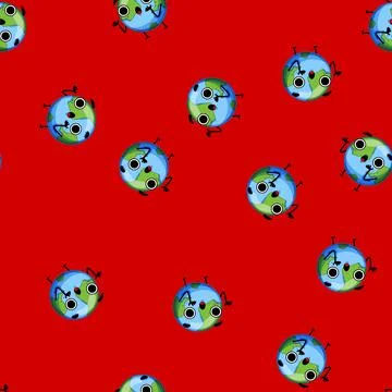 Seamless pattern comic earth planet character cartoon vector 库存插图
