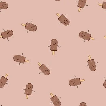 Seamless pattern comic ice cream character cartoon vector Stock Illustration