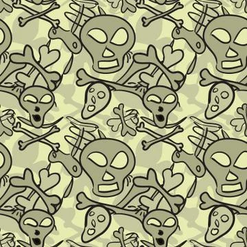 Seamless pattern of comic skulls and bones 스톡 일러스트