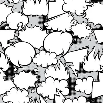 Seamless pattern of comic speech bubbles in cartoon style Illustrazione stock