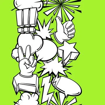 Seamless pattern with comic speech bubbles signs and symbols. Cartoon pop art Illustrazione stock