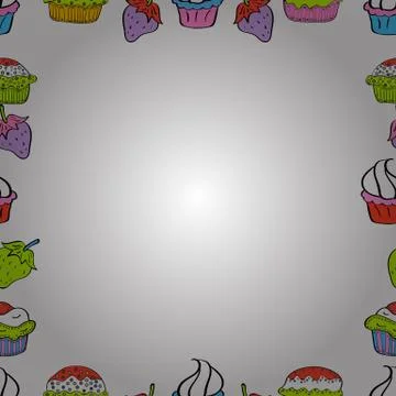 Seamless pattern. Comic style doodle frame consists of white, black and green bo Stock Illustration