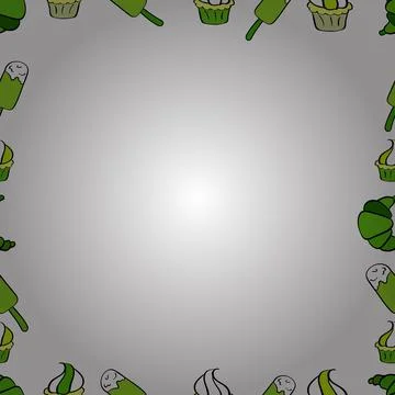 Seamless pattern. Comic style doodle frame consists of black, white and green bo Stockillustratie