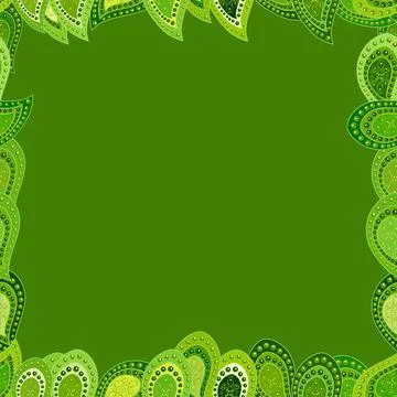 Seamless pattern. Comic style doodle frame consists of yellow, white and green b Stock Illustration