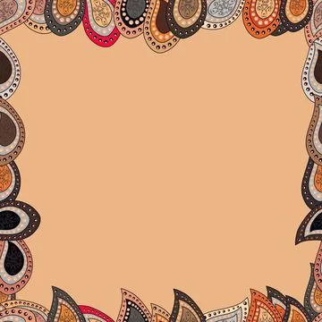 Seamless pattern. Comic style doodle frame consists of gray, orange and beige bo Stockillustratie