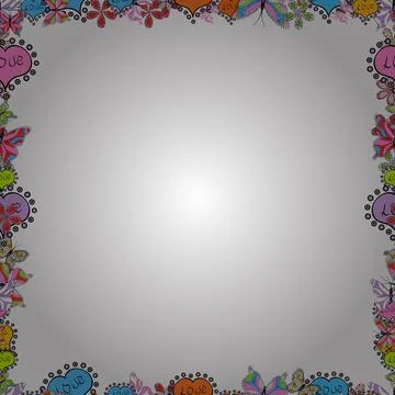 Seamless pattern. Comic style doodle frame consists of black, pink and white bor Illustrazione stock