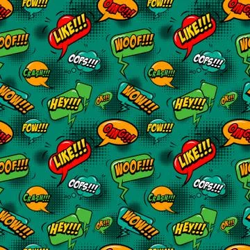 Seamless pattern with comic style speech clouds. Design element for poster, c Stock Illustration