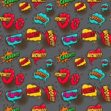 Seamless pattern with comic style speech clouds. Design element for poster, c Illustrazione stock