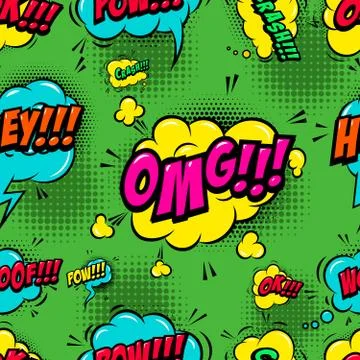 Seamless pattern with comic style speech clouds. Design element for poster, c Stock Illustration