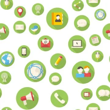 Seamless pattern with communication icons Stock Illustration