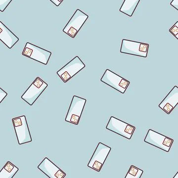 Seamless pattern communication phone box cartoon vector Illustrazione stock