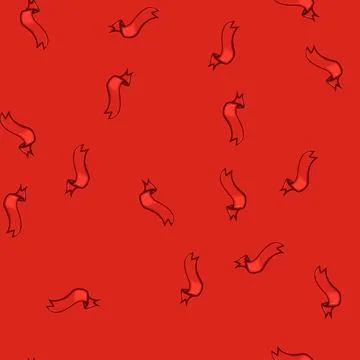 Seamless pattern community red ribbon retro cartoon vector Stock Illustration