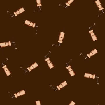 Seamless pattern compact manual coffee grinder cartoon vector イラスト素材