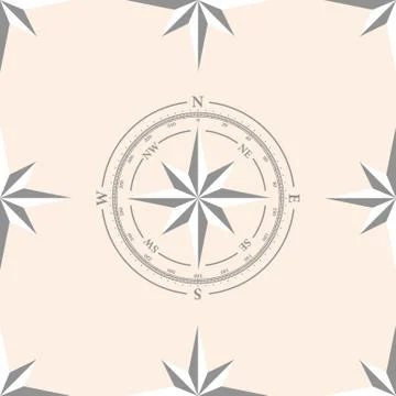 Seamless pattern with compas and roses of winds for your design Stock Illustration
