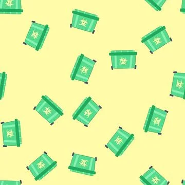 Seamless pattern compliance medical waste bin cartoon vector Stock Illustration
