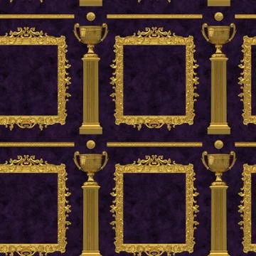 Seamless pattern composed of elements of classical architecture. Stock Illustration