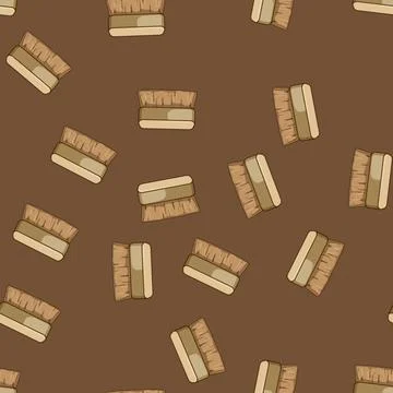 Seamless pattern compostable coconut fiber dish scrubber cartoon vector Stockillustratie