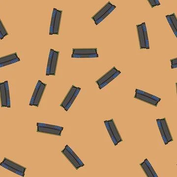 Seamless pattern computer desktop memory cartoon vector Illustrazione stock