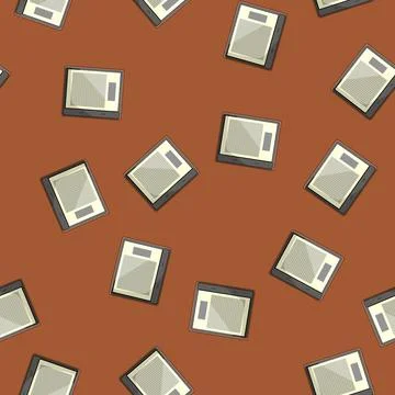 Seamless pattern computer ebook reader cartoon vector Illustrazione stock