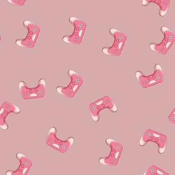 Seamless pattern computer gamepad cartoon vector イラスト素材