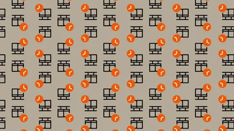Seamless Pattern of Computer Icons and Orange Circles. Stock Footage 325404365