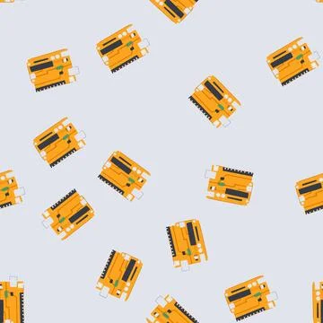 Seamless pattern computer microcontroller cartoon vector イラスト素材