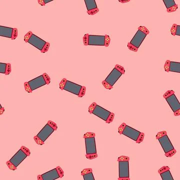 Seamless pattern computer portable gaming device cartoon vector Stock Illustration