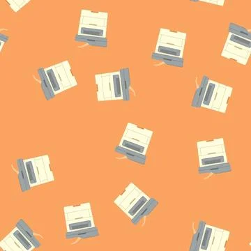 Seamless pattern computer printer paper cartoon vector 스톡 일러스트