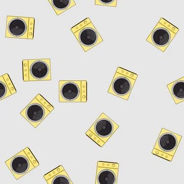 Seamless pattern computer studio sound monitor cartoon vector 库存插图